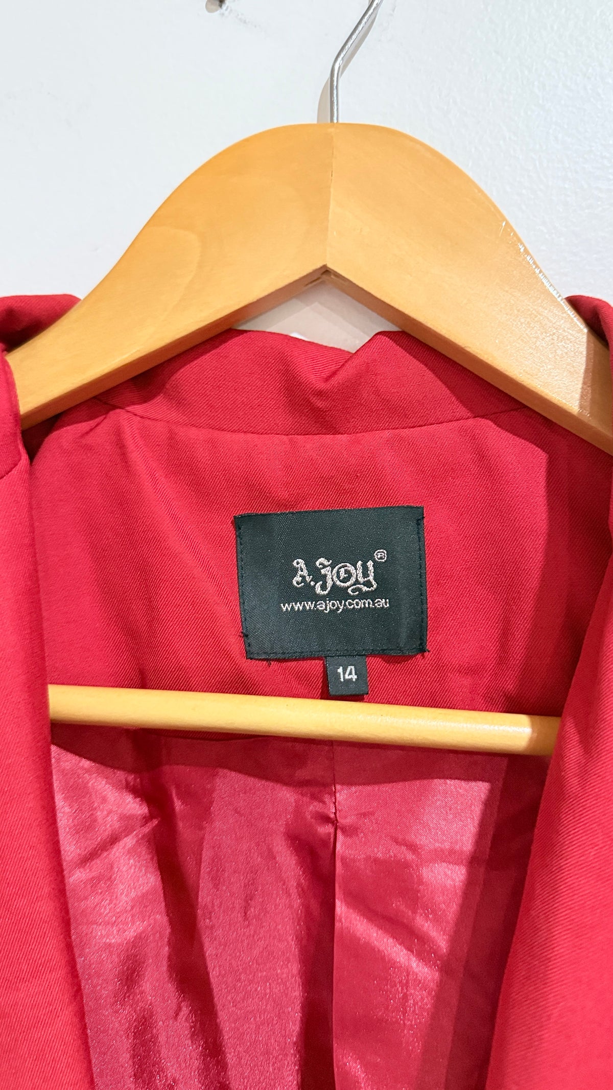 A Joy Red Ruched Sleeve Blazer Size 14