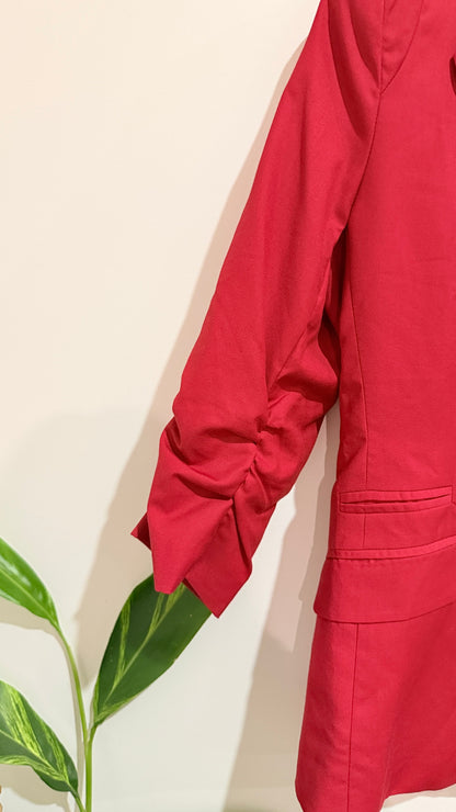 A Joy Red Ruched Sleeve Blazer Size 14