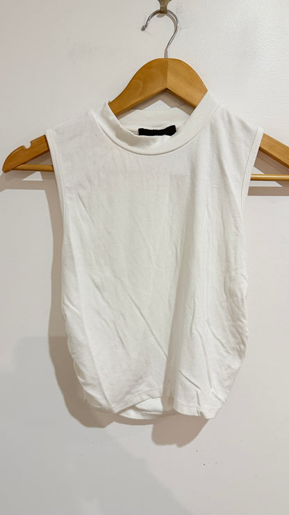 Cider White Ruched Side Sleeveless Top Size M