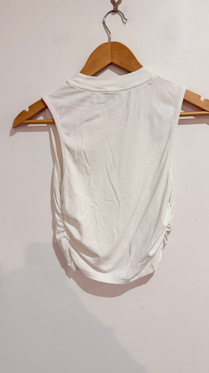 Cider White Ruched Side Sleeveless Top Size M