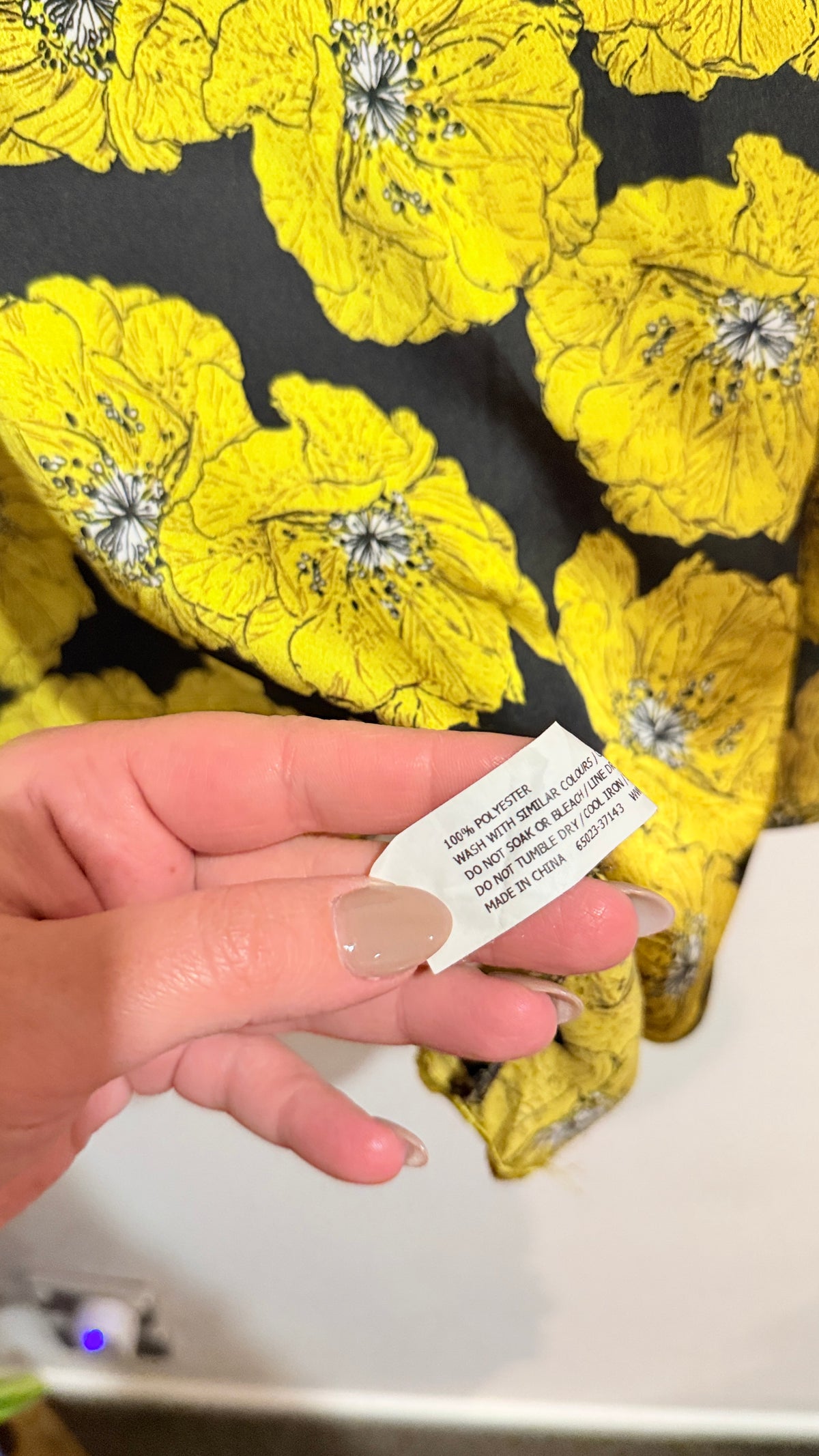 Pagani Yellow Floral Batwing Sleeve Top Size S