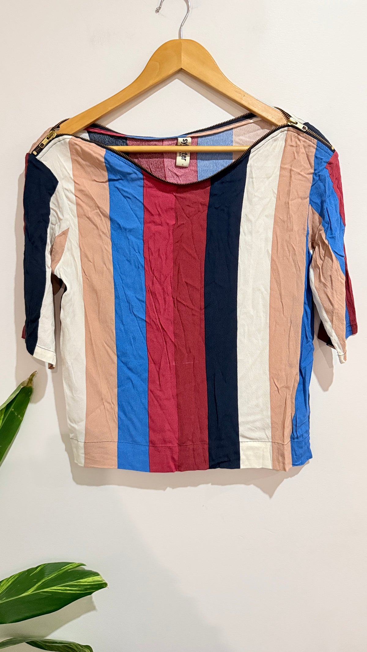 Sylvester Multicolour Stripe Boat Neck Top Size S