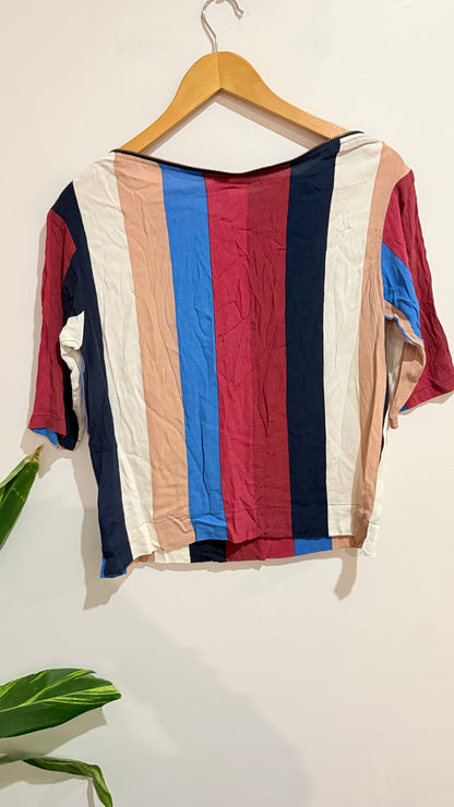 Sylvester Multicolour Stripe Boat Neck Top Size S
