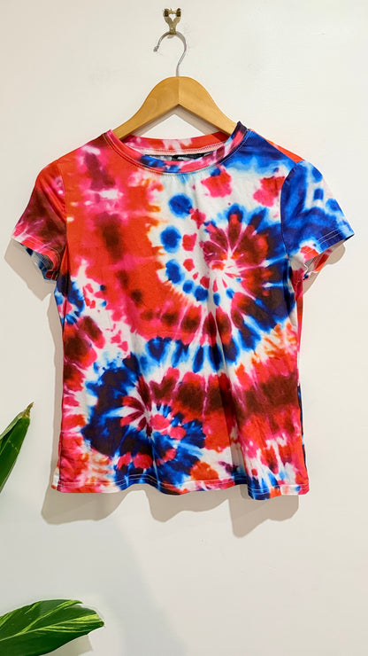Shein Size S Red and Blue Tie Dye T-Shirt