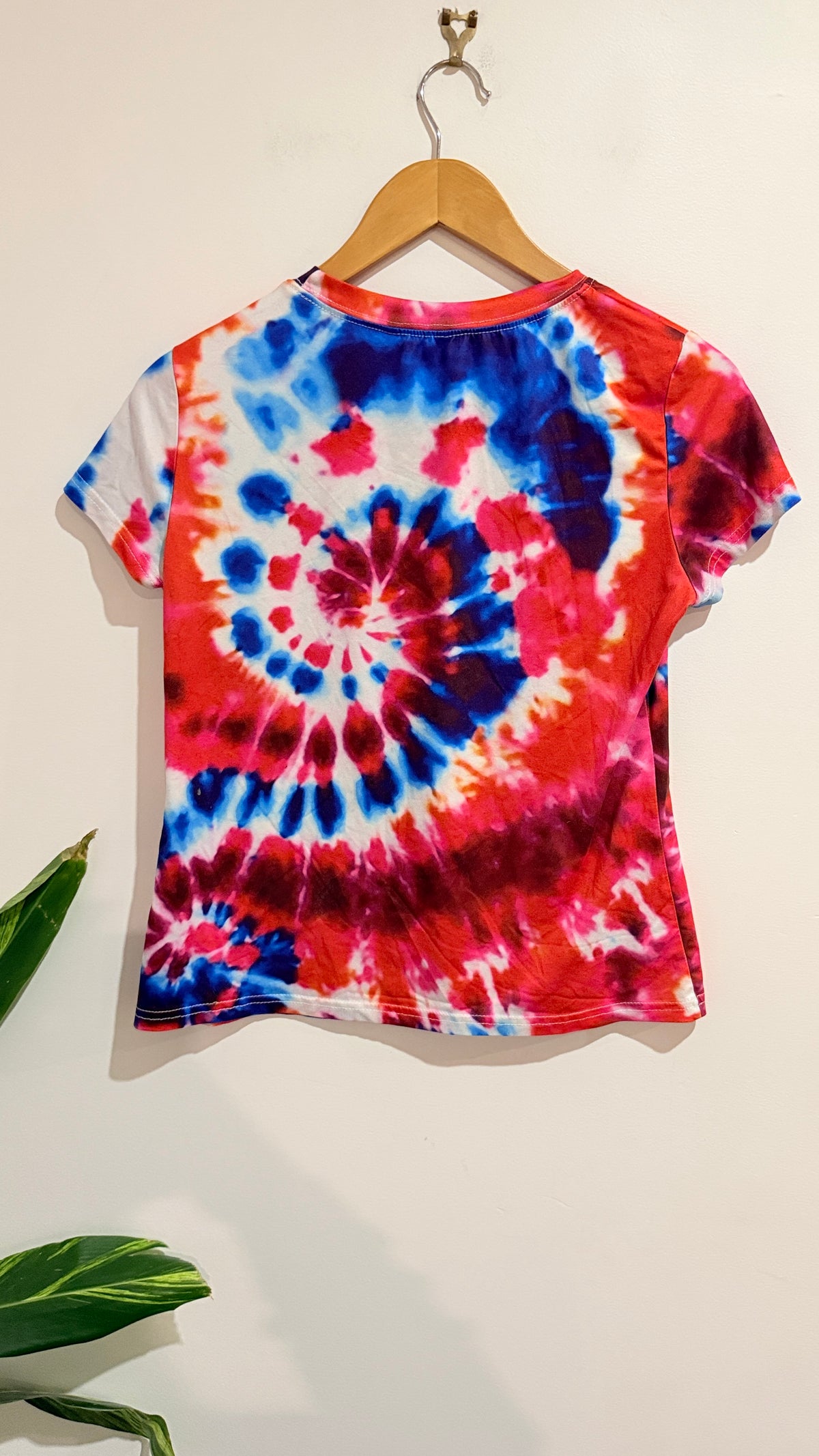 Shein Size S Red and Blue Tie Dye T-Shirt