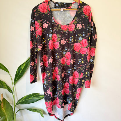 Charlo Black Floral Long Sleeve Dress Size 8