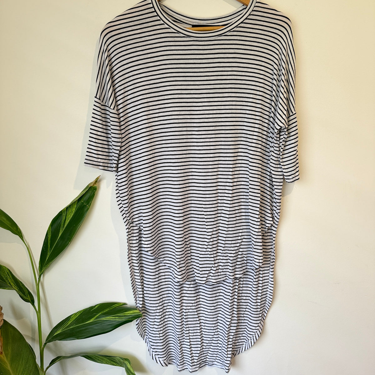 Decjuba Black and White Stripe T-Shirt Dress Size XS/S