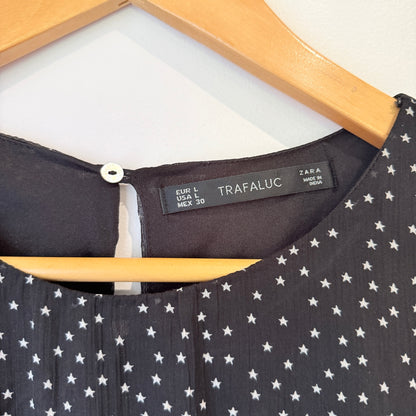 Zara Trafaluc Black Star Print Tiered Dress Size L