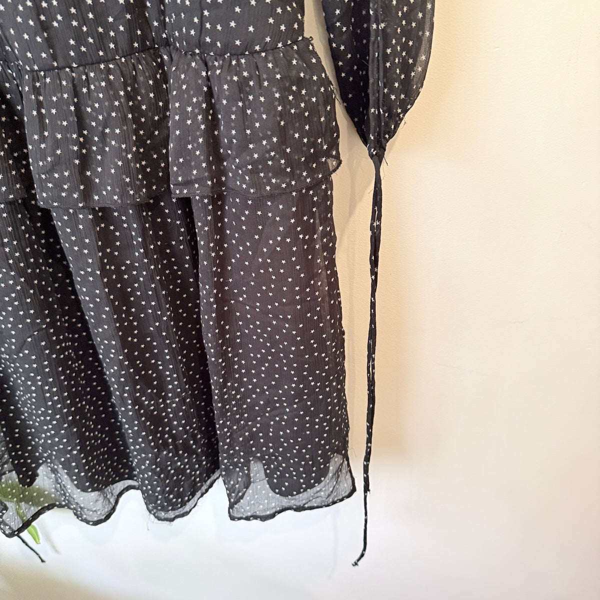 Zara Trafaluc Black Star Print Tiered Dress Size L