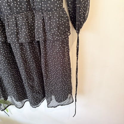 Zara Trafaluc Black Star Print Tiered Dress Size L