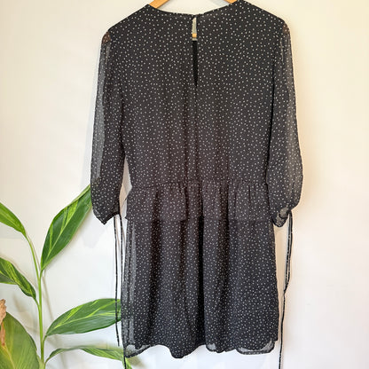 Zara Trafaluc Black Star Print Tiered Dress Size L