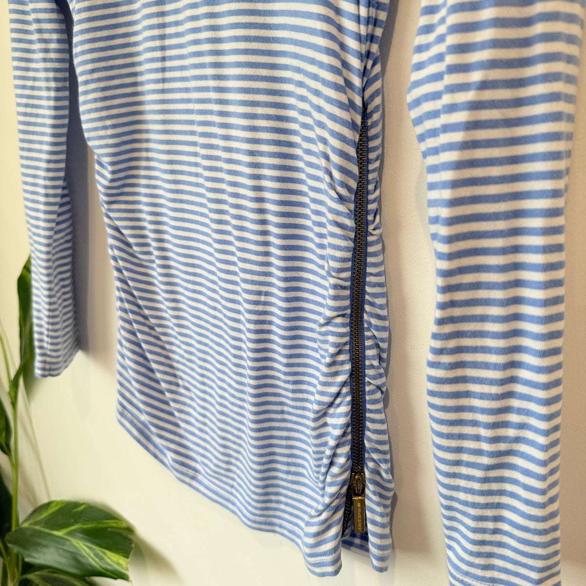 Michael Kors Blue and White Stripe Long Sleeve Top Size P (XS)