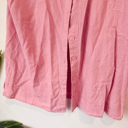 Emerge Pink Linen Blend Sleeveless Button Front Top Size 12