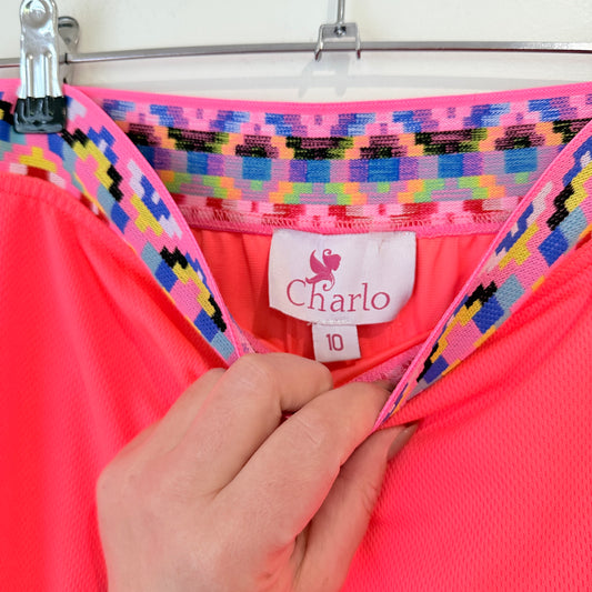 Charlo Neon Pink Ruched Skirt Size 10