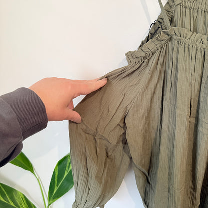 Decjuba Khaki Frill Cld Shoulder Top Size 10