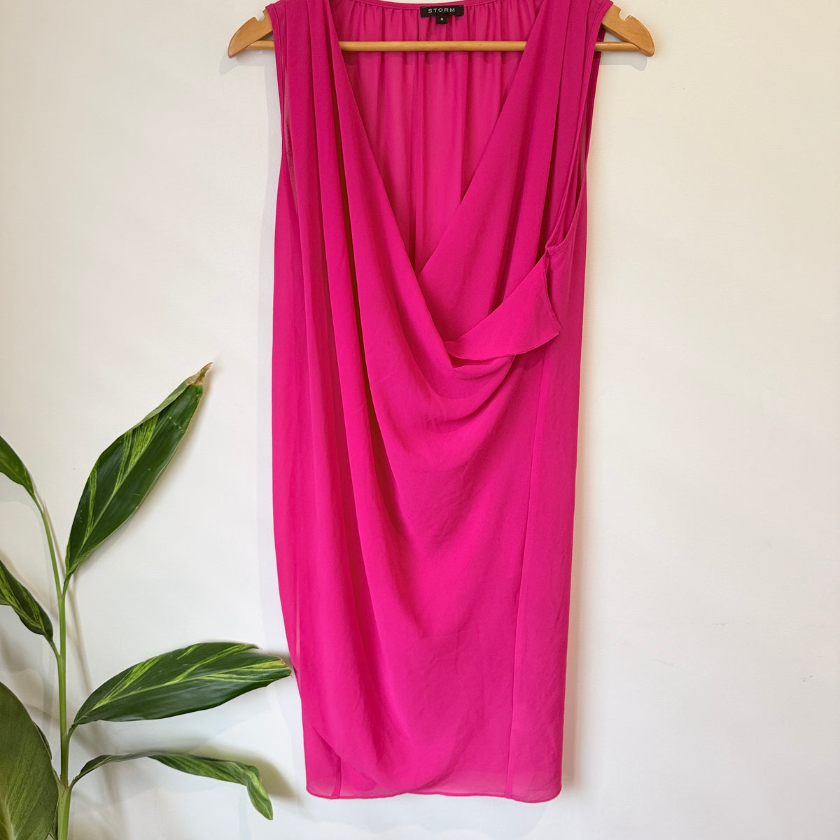 Storm Pink Draped Sleeveless Dress Size 8