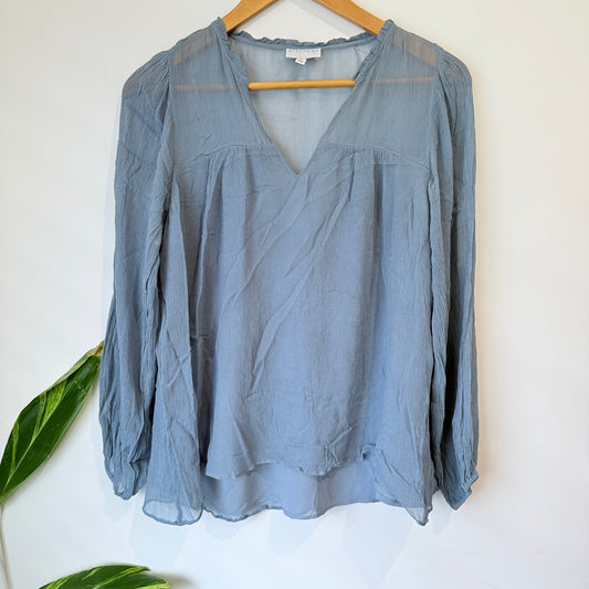 Witchery Dusty Blue Crinkle Blouse Size 8
