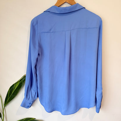 H&M Cornflower Blue Button Front Shirt Size 8