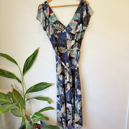 Portmans Navy Tropical Print Jump Suit Size 12