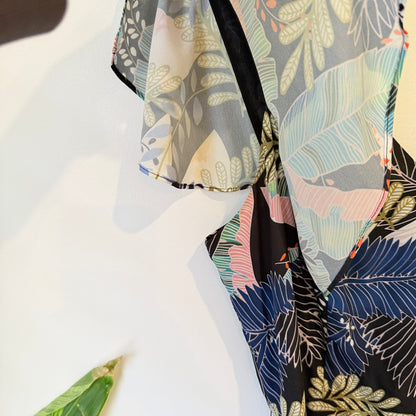 Portmans Navy Tropical Print Jump Suit Size 12