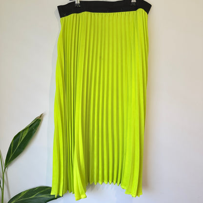Decjuba Neon Pleated Midi Skirt Size L