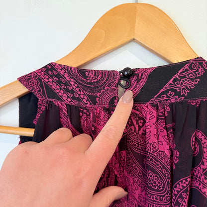 Augustine Pink and Black Paisley Beaded Neck Dress Size S