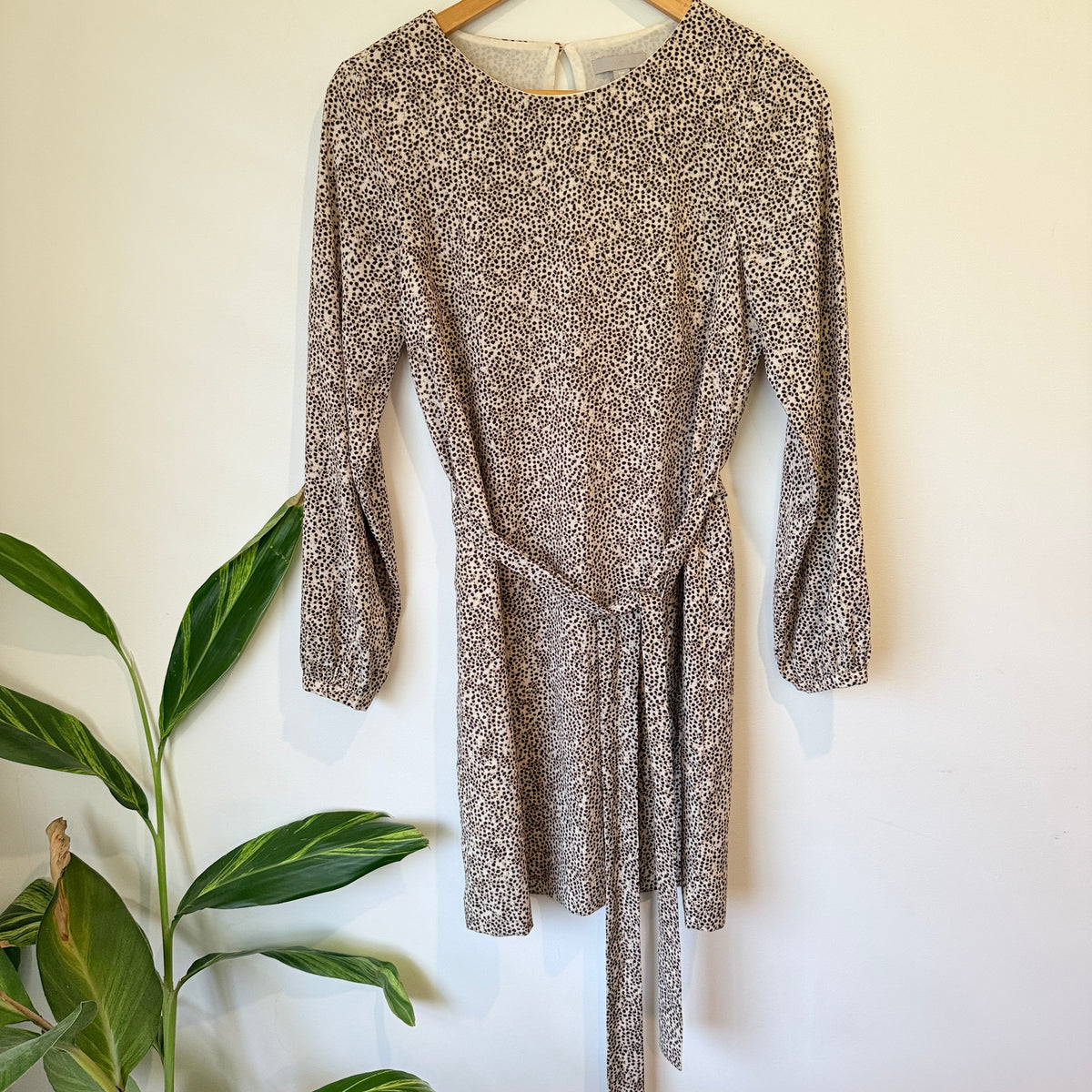 H&M l Animal Print Long Sleeve Tie Waist Dress Size 10