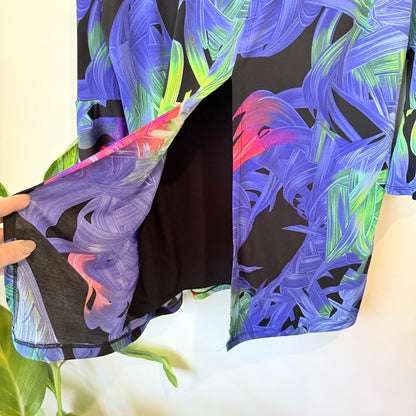Taking Shape Blue and Green Tropical Print Tunic Top Size XS (53cm underarm)