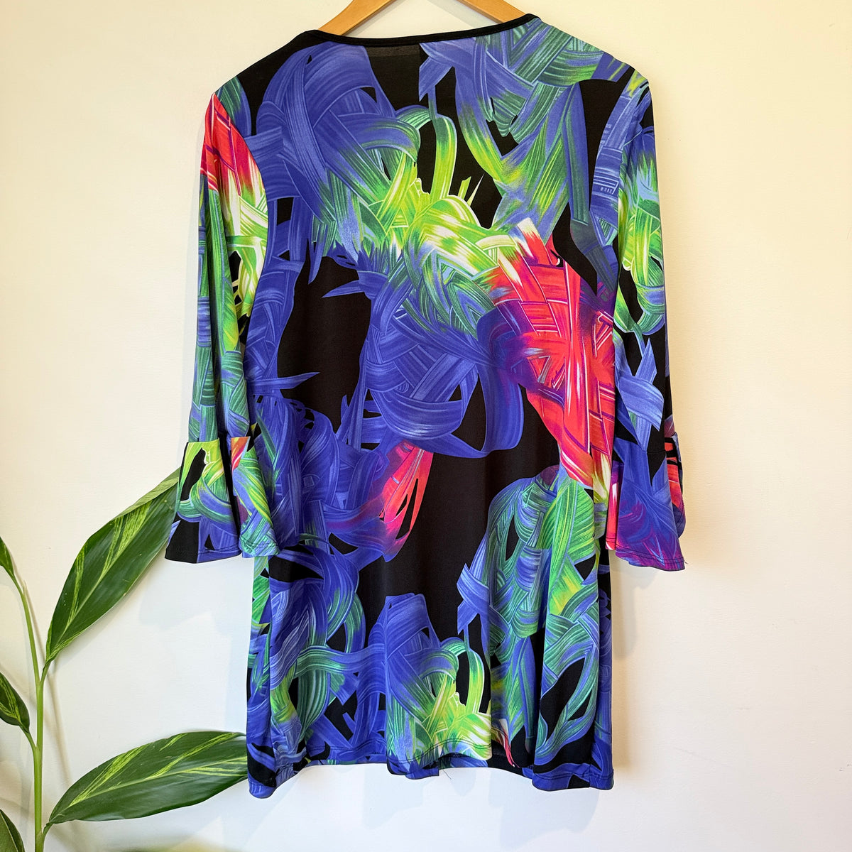 Taking Shape Blue and Green Tropical Print Tunic Top Size XS (53cm underarm)