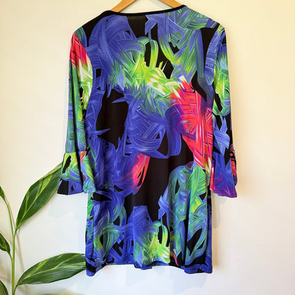 Taking Shape Blue and Green Tropical Print Tunic Top Size XS (53cm underarm)