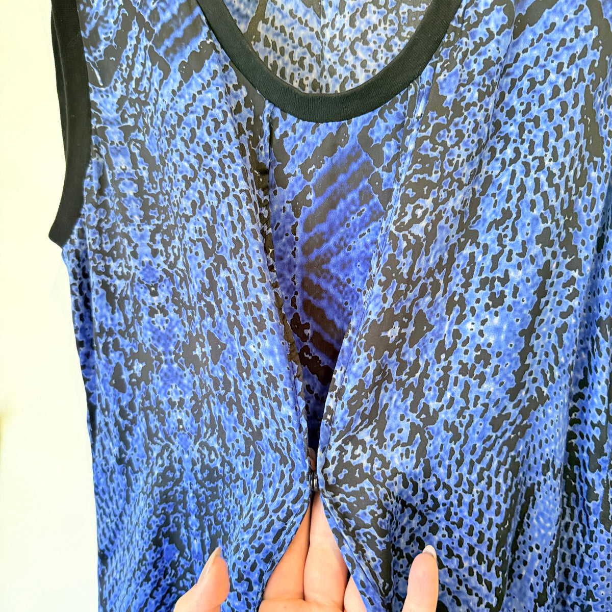 Verge Blue Python Print Sleeveless Tunic Size 14