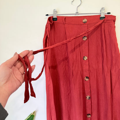 Spirit Rust Button Front Midi Skirt Size 12