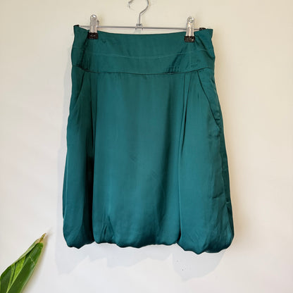 Joanna Morgan Teal Satin Bubble Hem Skirt