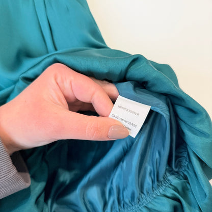 Joanna Morgan Teal Satin Bubble Hem Skirt