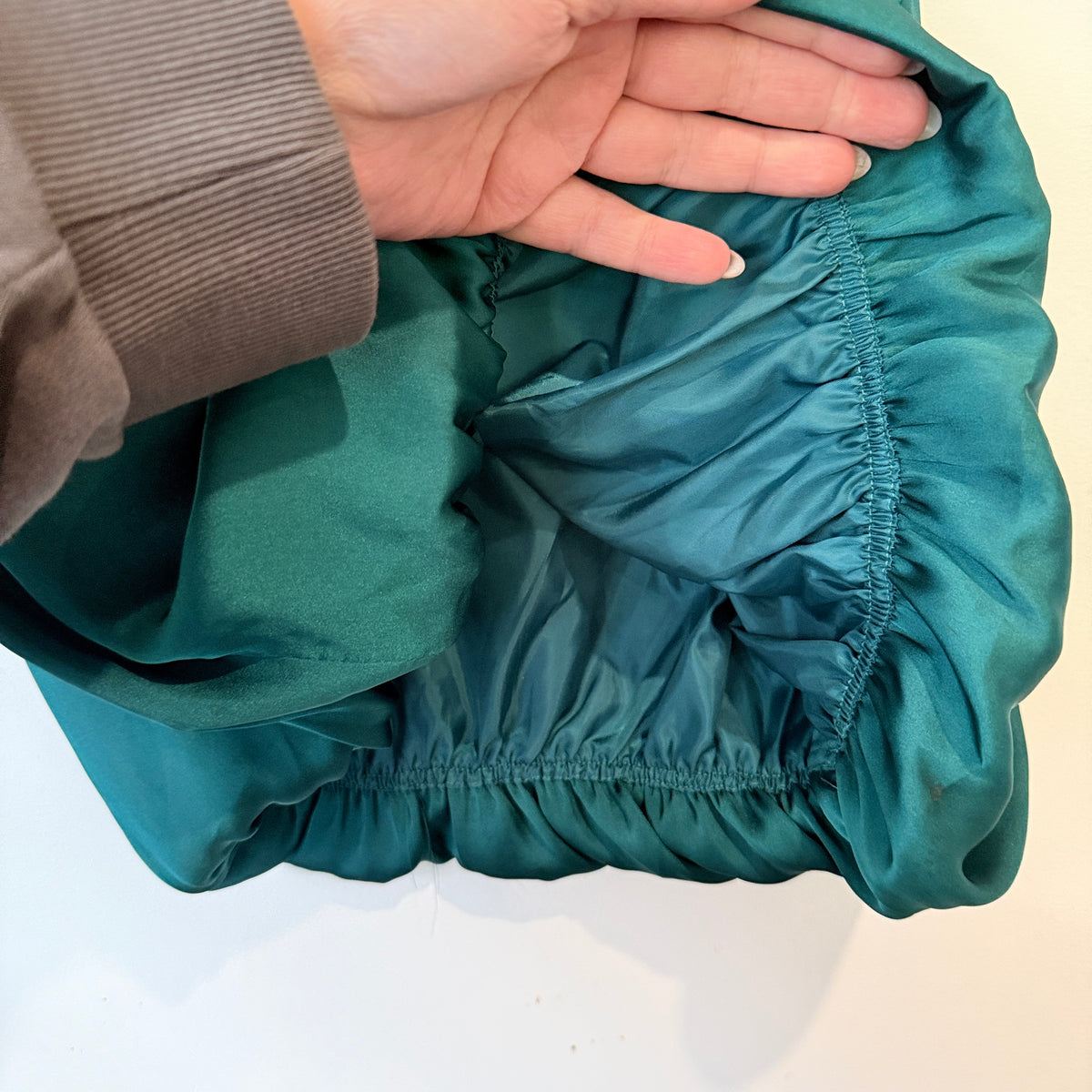 Joanna Morgan Teal Satin Bubble Hem Skirt