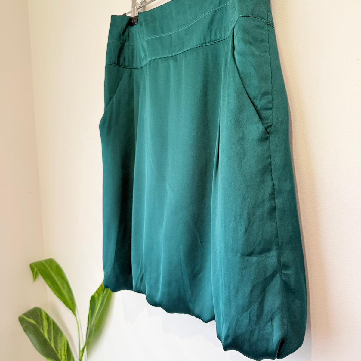 Joanna Morgan Teal Satin Bubble Hem Skirt