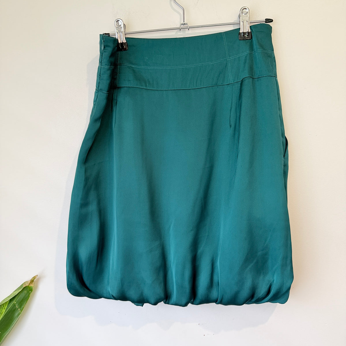 Joanna Morgan Teal Satin Bubble Hem Skirt