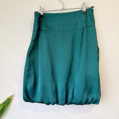 Joanna Morgan Teal Satin Bubble Hem Skirt