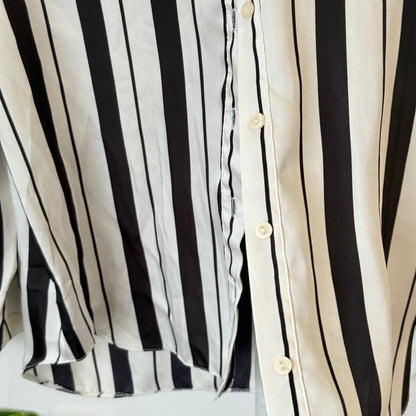 Oakridge Black and White Stripe Shirt Size L
