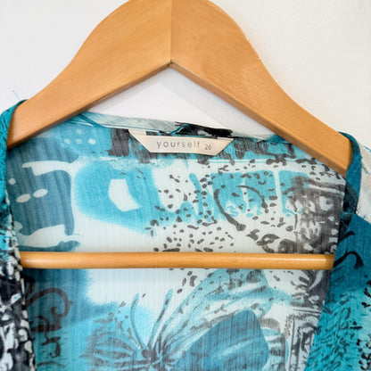 Yourself Teal Abstract Print Sheer Tunic Size 26