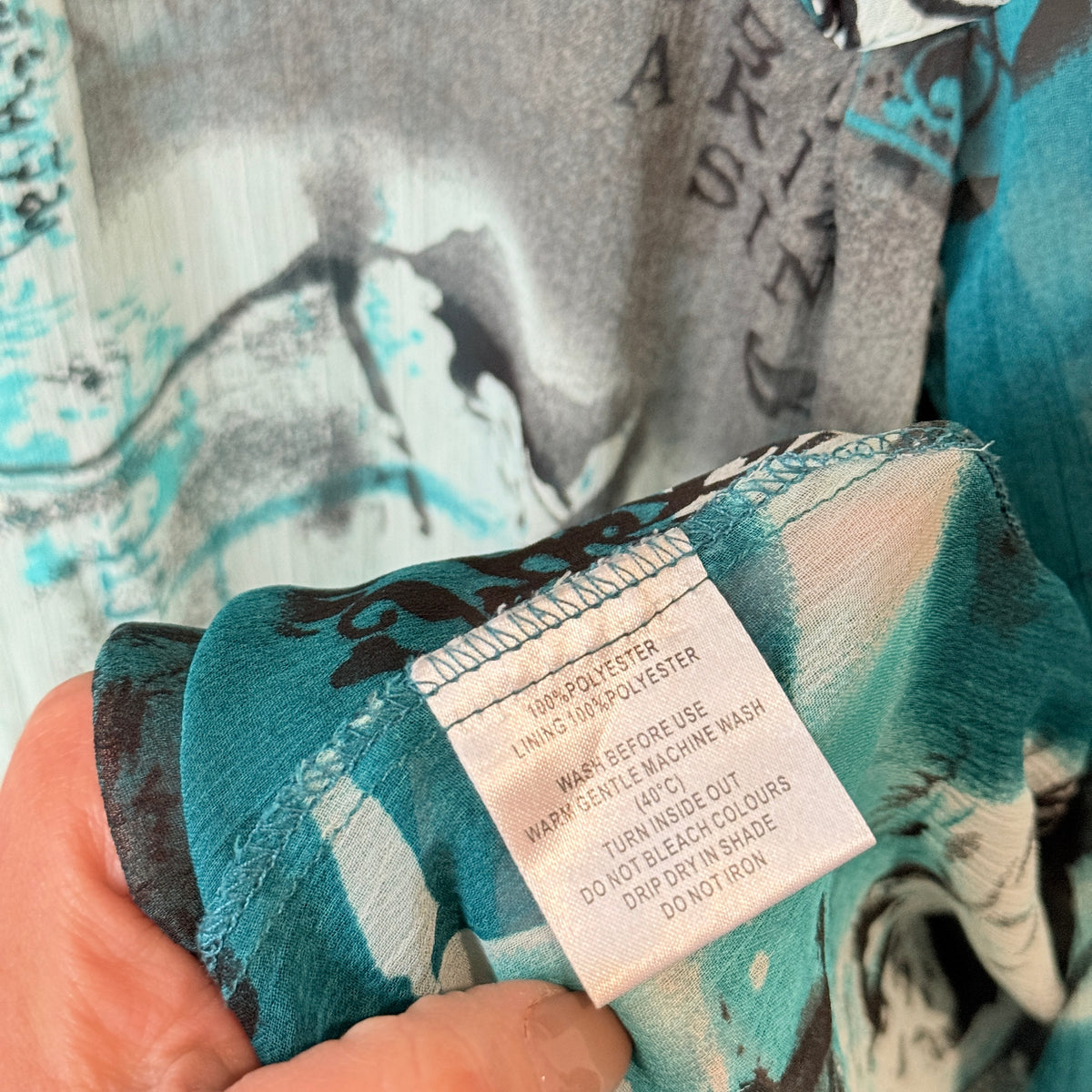 Yourself Teal Abstract Print Sheer Tunic Size 26