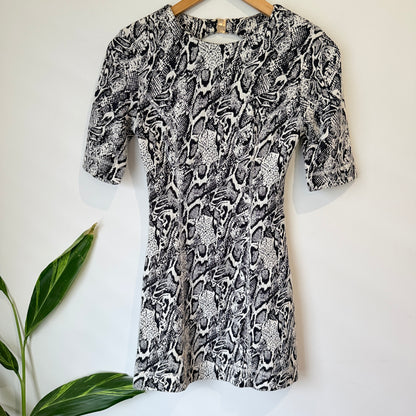 Ruby Black and White Snake Print Mini Dress Size 6