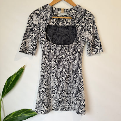 Ruby Black and White Snake Print Mini Dress Size 6