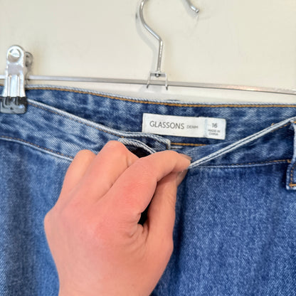 Glassons Mid Blue Wide Leg Jeans Size 16