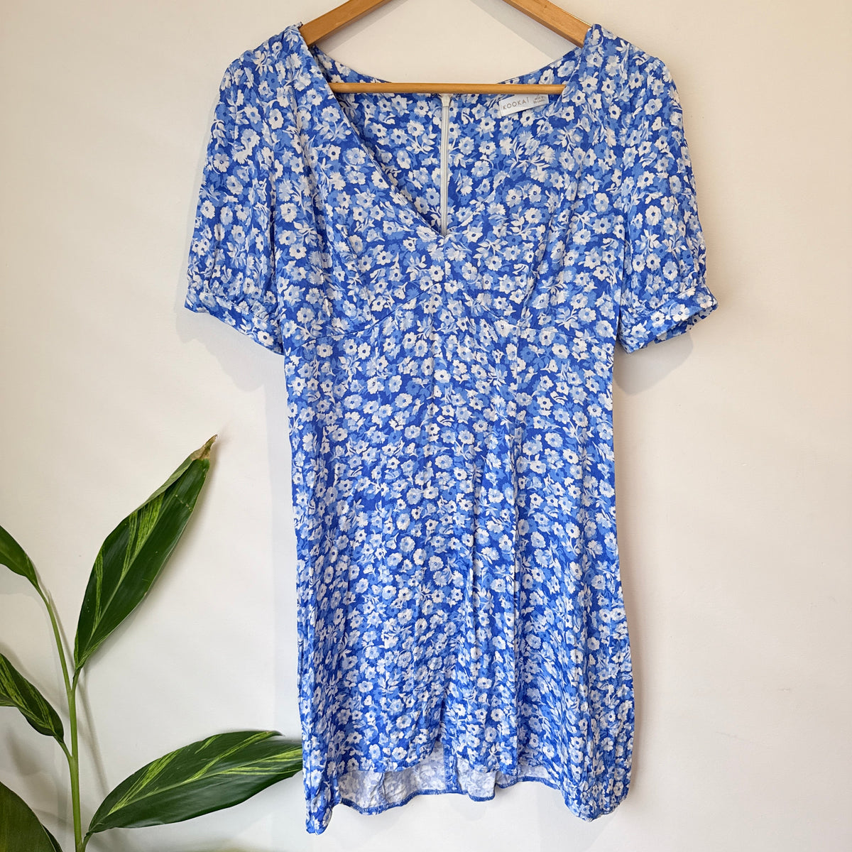 Kookai Blue and White Floral Print Mini Dress Size 40