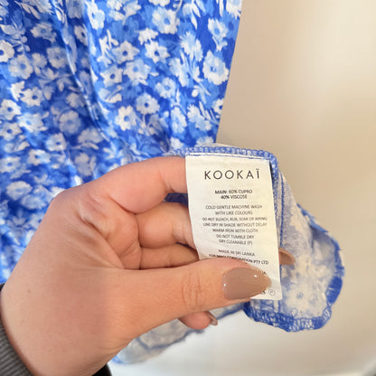 Kookai Blue and White Floral Print Mini Dress Size 40