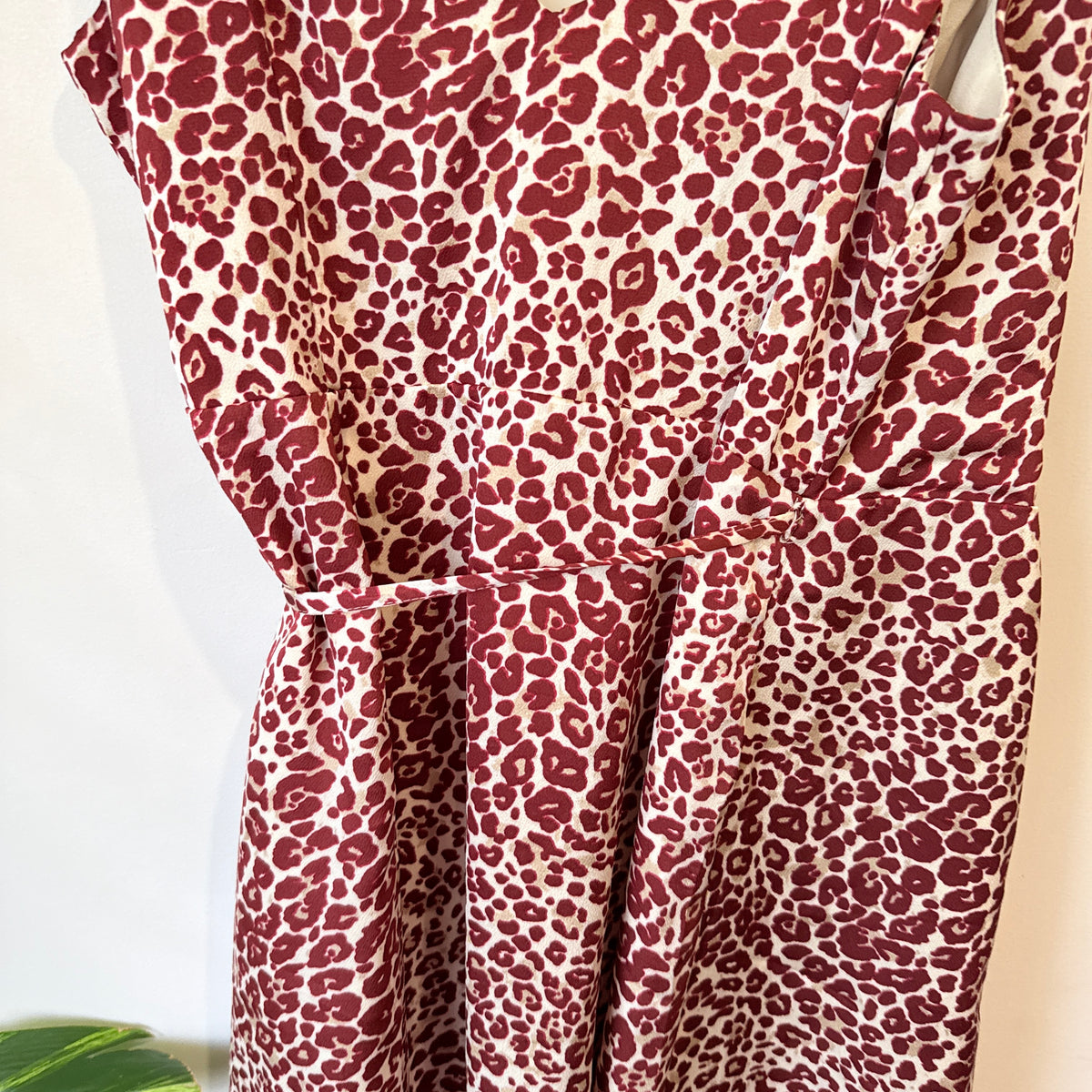 Calli Burgundy Leopard Print Wrap Dress Size 16