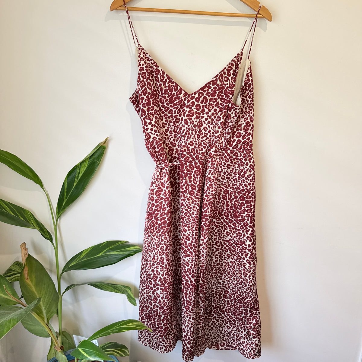 Calli Burgundy Leopard Print Wrap Dress Size 16