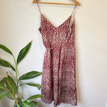 Calli Burgundy Leopard Print Wrap Dress Size 16