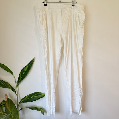 Sills White Linen Blend Tapered Trousers Size 14